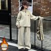 New 2025 Fashion: Girls' Thickened Fleece Lined Sweatshirt Two-Piece Set for Autumn and Winter