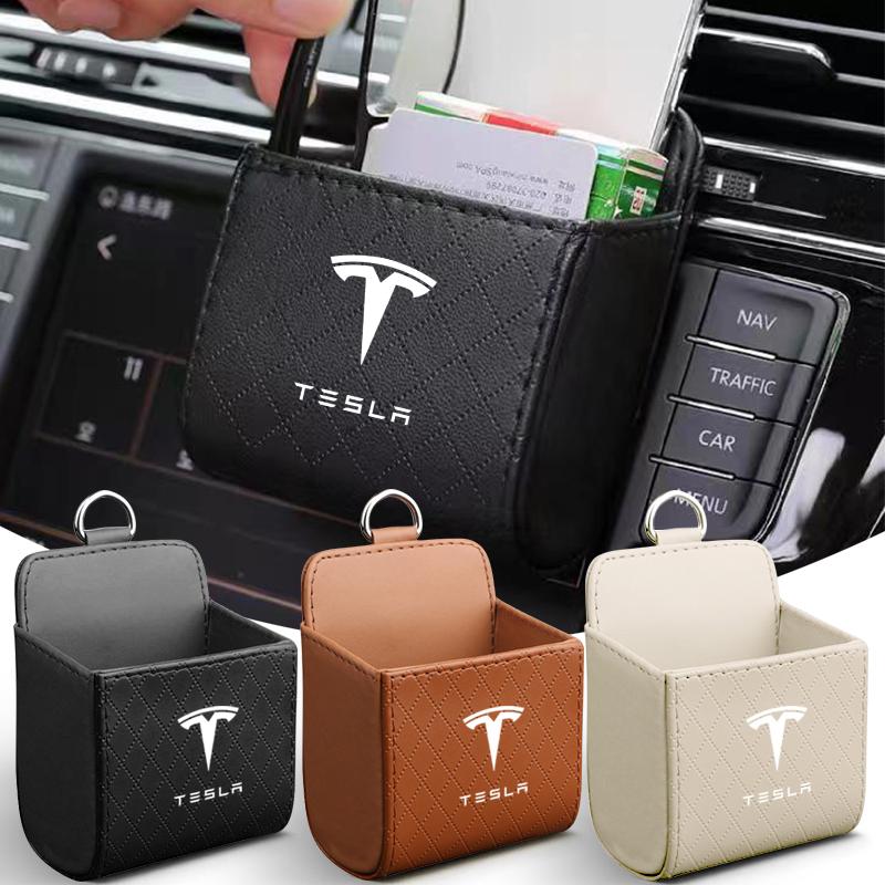 1Pcs Car Badge Air Outlet Storage Box Phone Glasses Organizer For Tesla Model 3 Model S Model X Model Y Roadster Bonina Coil