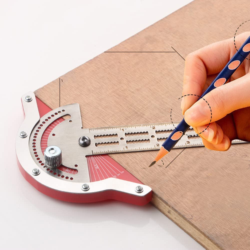 Smgda 20cm Protractor, Angle Ruler, 0-70° Adjustable, Stainless Steel, Multi-Function Woodworking Tool, High-Precision T-Square for Carpenters (20cm)