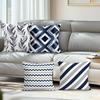 Blue & White Geometric Double-Sided Printed Pillow Cover Short Plush Suitable Living Rooms Bedrooms Sofas Throw Cushion Cover
