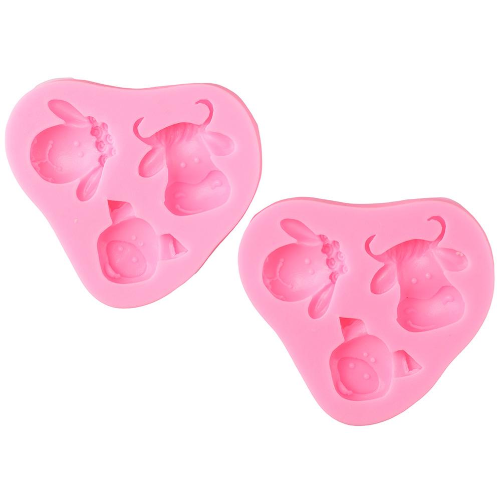 2pcs Cow Animals Head Fondant Molds Sheep Candle Mold Present Cake Making Mold  for Cookies