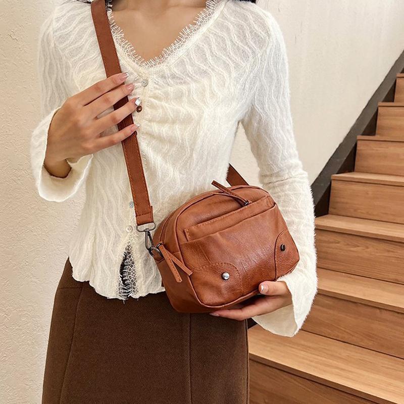 Vintage Simple Women Tašky přes rameno Malá kabelka Crossbody Phone Peněženka Pack Měkké PU kožené čtvercové tašky Messenger