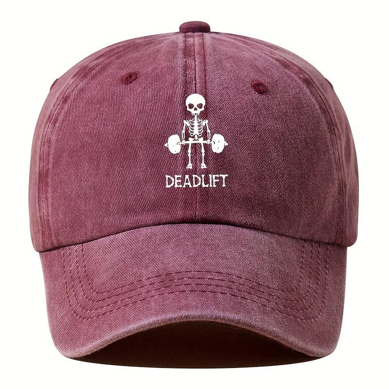 Verstellbare Baseballkappe im Retro-Stil mit coolem Totenkopf-Print, geeignet für Outdoor-Sportarten und Reisen, Fitness und Laufen
