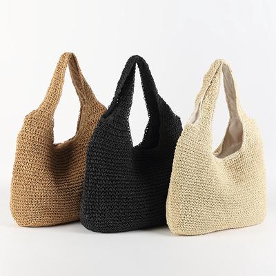 Women Large Straw Hobo Handbag Tote Rattan Bag Summer Vintage Weave Round Beach Bag