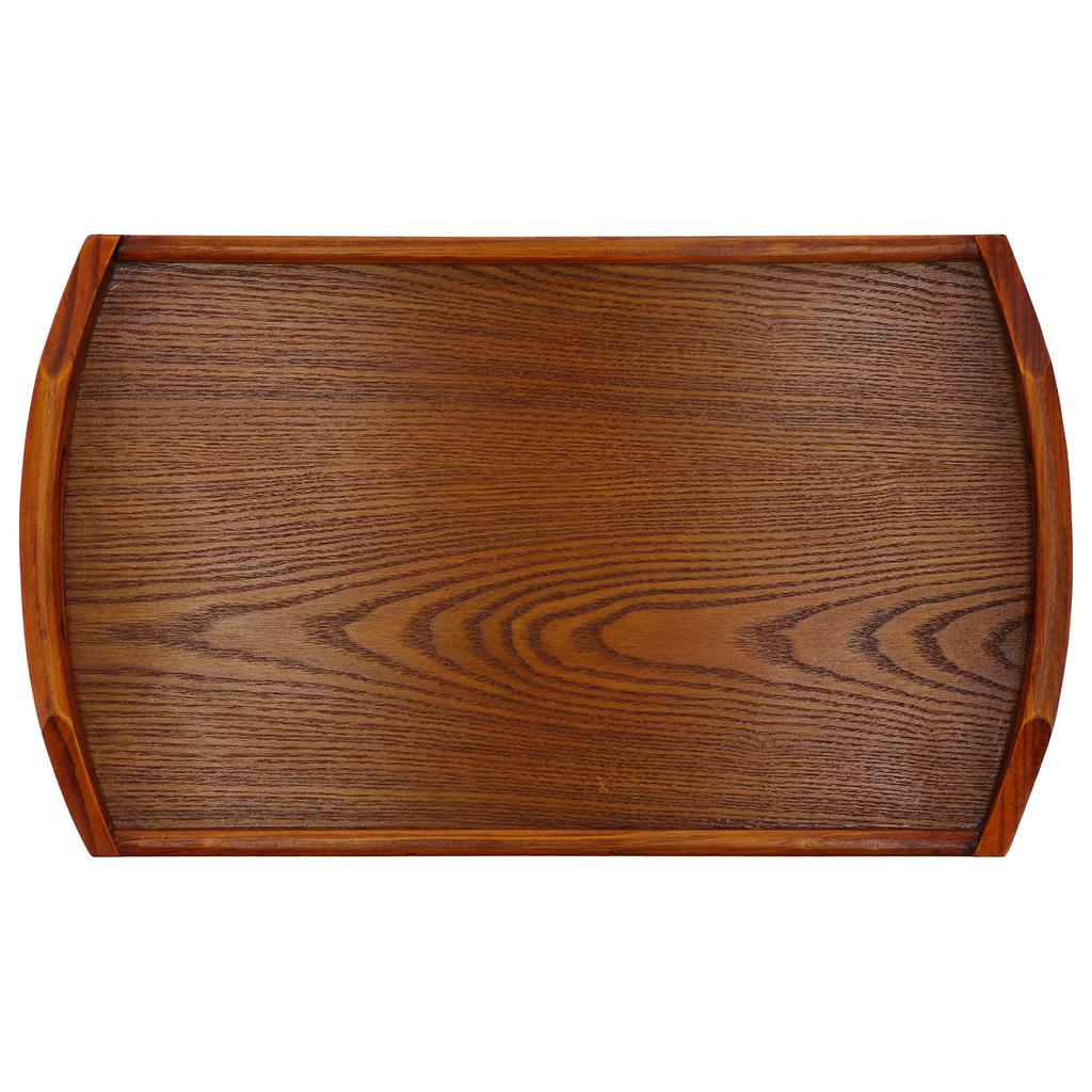 45x27x4.5cm Rektangulært Trebrett Bærbart Te Dessert Fruktbrett med Håndtak for Hjem Hotell