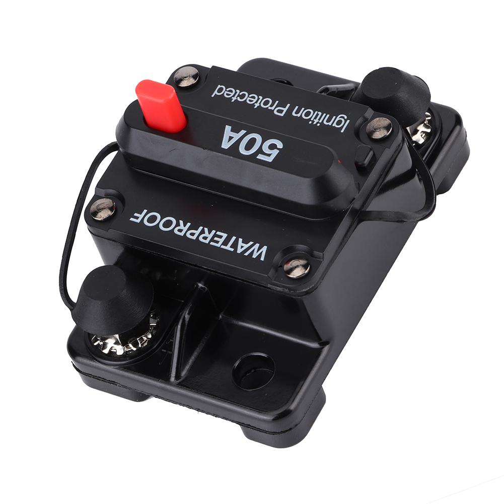 48V 50A Manual Reset Circuit Breaker Switch Fuse Holder Truck Car Boat Accessory