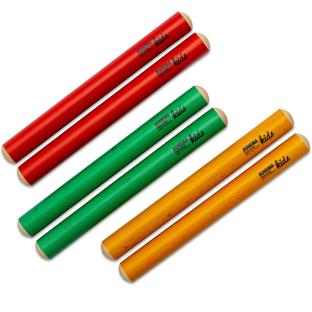 ROHEMA Kids' Percussion Color Claves, 3-Pair Set, 618077