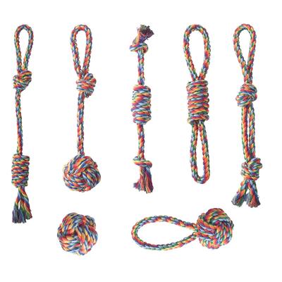 7er-Pack Welpen-Seilspielzeug Hund Haustier Kauspielzeug Baumwolle Stressabbau Langlebig Sauber Zahnpflege geeignet kleine mittlere Hunde (7er-Pack)