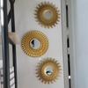 3 peças de espelhos dourados para decoração de parede, casa, quarto, banheiro, ornamento pendurado, suprimentos de artesanato, espelho decorativo de girassol dourado
