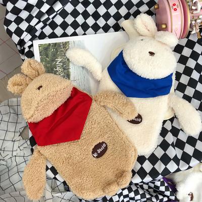 Winter Cartoon Rabbit Hot Water Bottle Plush Stress Pain Relief Therapy Hot Water Bag with Knitted Soft Cozy Cover Hand Warmer