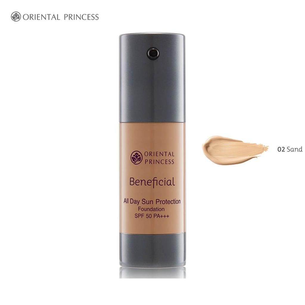 Oriental Princess Beneficial All Day Sun Protection Foundation SPF 50 PA+++ No. 01 Ivory / No. 02 Sand 30 Ml