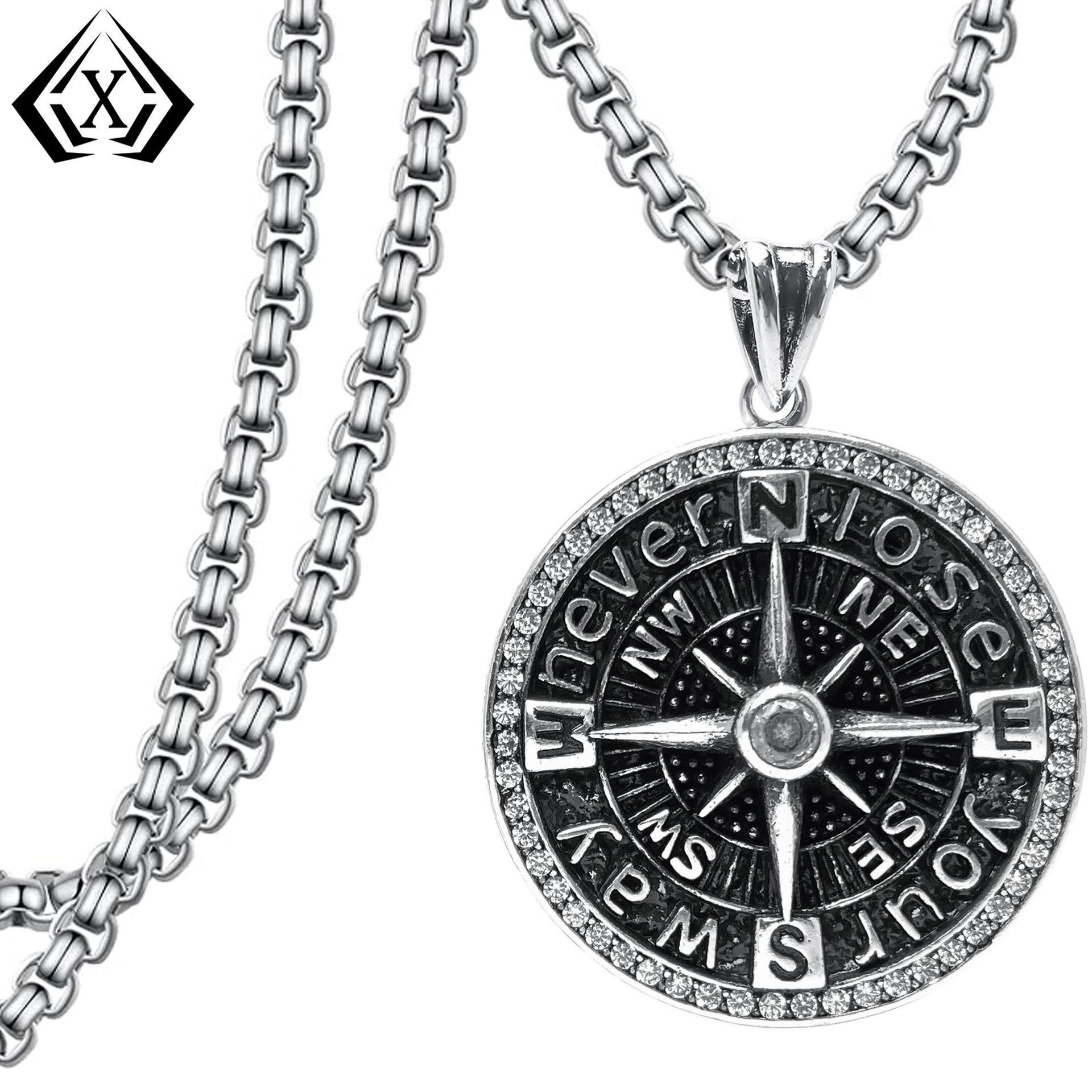 TK Готический Панк Компас Кулон Ожерелье: Нишевый дизайн в темном хип-хоп стиле