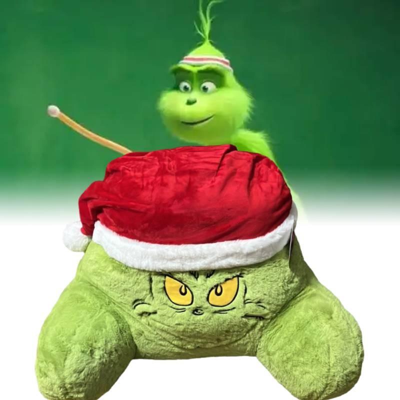 Cozy Plush Green Monster Grinch Pillow Christmas Holiday Decorative Cushion For Home Use