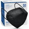 Boncare KN95 Face Masks 50 Pack, Black, 5-Layer Disposable Face Masks, Breathable and Comfortable