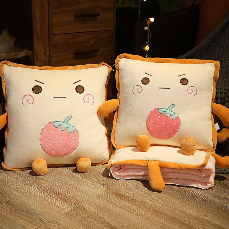 Thickened Foldable Nap Pillow & Blanket: Dual-Use Cushion Quilt for Office, Sofa, or Car - Free Shipping