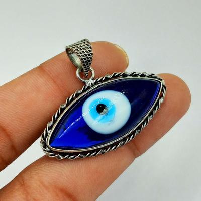 Evil Eye Gemstone 925 Sterling Silver Plated 1pcs Pendent Chris-r184