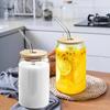 Trendy Mason Jar Tumbler Glass Straw Cup with Wood Lid for Cold Drinks 500ml Borosilicate Cup for Soda & Bubble Tea