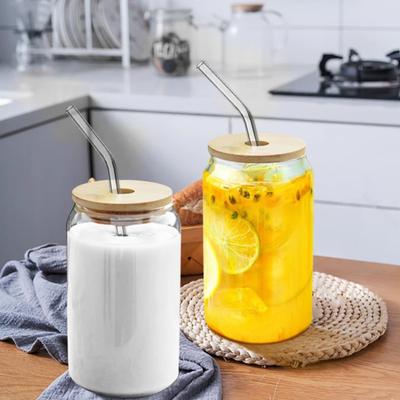 Soğuk İçecekler için Ahşap Kapaklı Trend Mason Kavanoz Tumbler Bardak Pipetli Bardak 500ml Soda & Bubble Tea için Borosilikat Bardak