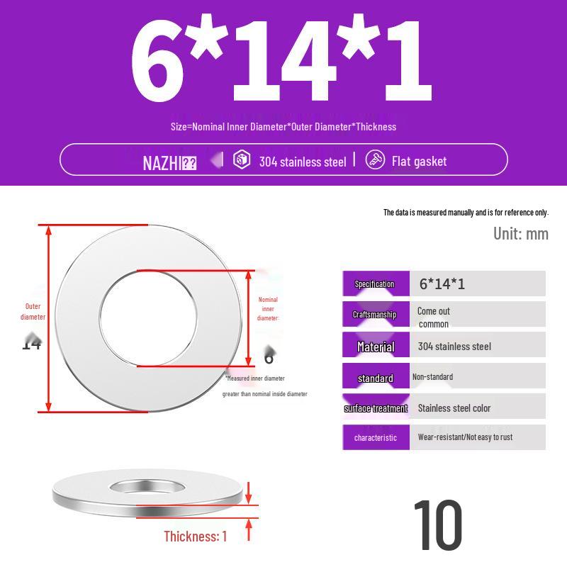 Thickened 304 Stainless Steel Flat Washer Spacer (M4-M8)