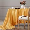 Gold Satin Tablecloth Rectangle Ruffled Table Cover,Ruffle Table Skirt for Kitchen Dining Weddings Dining Table Home Decoration