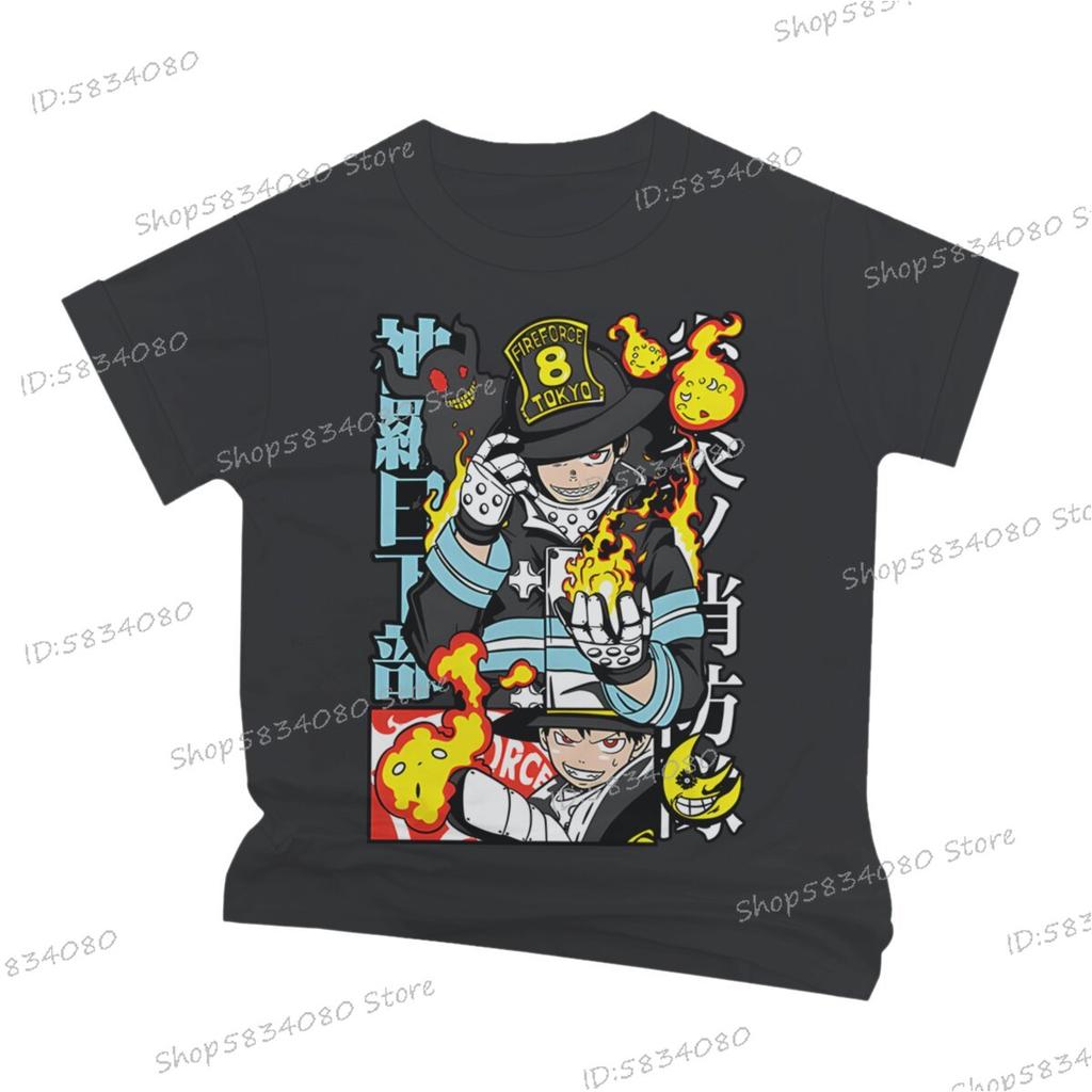 Fire Force Print Unisex Fashion Casual Tshirt Unisex Street Graphic Anime Tee Fire Force Classic Vintage T Shirts Anime Apparel