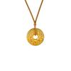 New Chinese Style Hammer Pattern Hollow Point Diamond Lotus Peace Buckle Retro Jewelry Necklace Pendant