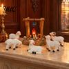 Christian Gift for Family Christmas Nativity Scene Set with LED Lighted Campfire, Resin Manger Stable Figurine, Religious Figurine Wooden Look