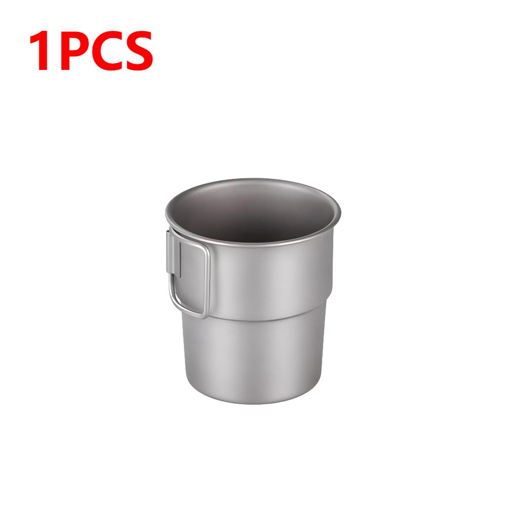 1-5pcs Titanium Coffee Cup Outdoor Camping Water Mug Ultralight Lightweight Portable with Folding Handle Tea Water Mug Tableware