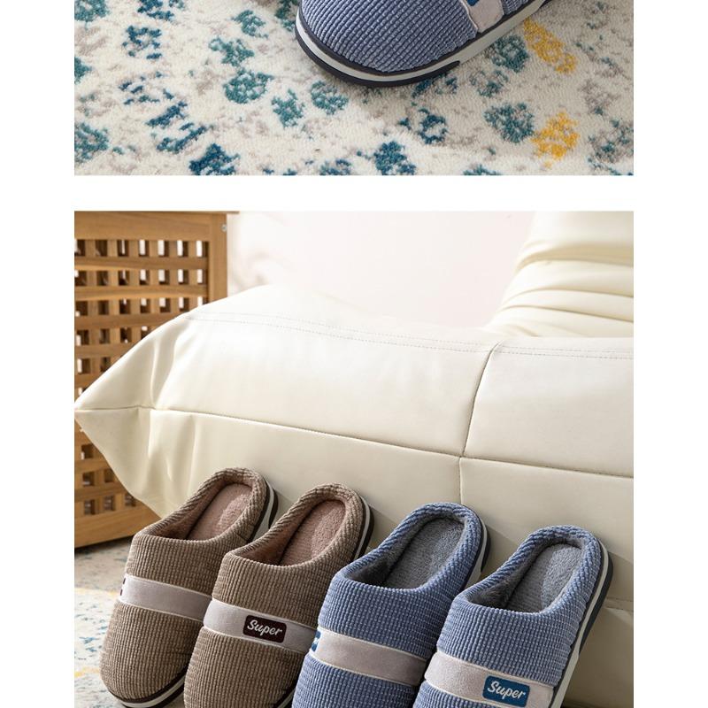 Große Herrenhausschuhe für Winter Zuhause und Innenbereich Rutschfest, Leise Warm und Bequem mit Baumwollhausschuhen für Winter