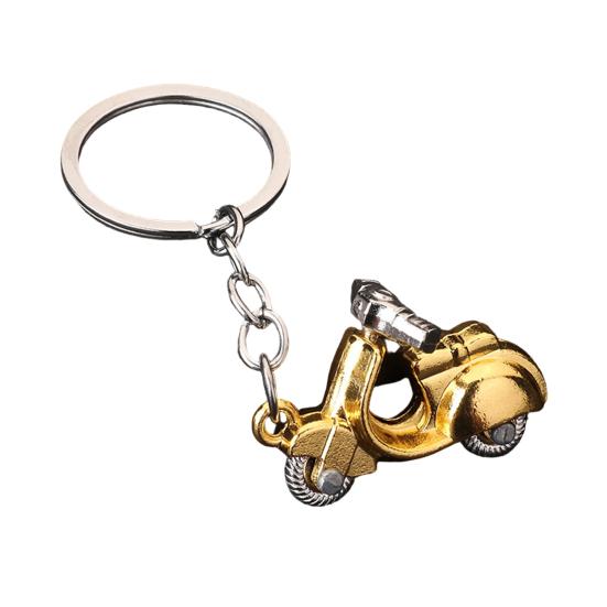 

Keychain Pendant Motorcycle Charm Zinc Alloy Key Chain with Chain Buckle Retro Electric Donkey Scooter Design Key Holder золотистый