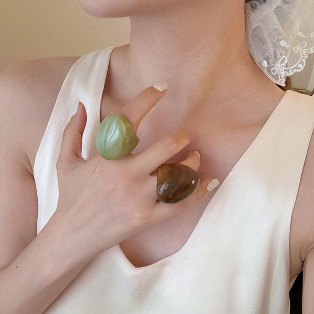 Melard Color Transparent Resin Ring Charm Irregular Ring Creative Acrylic Geometric Ring  Girls
