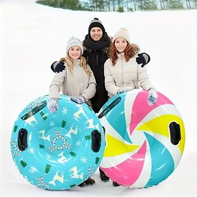 PVC Inflatable Ski Ring with Handle Winter Snow Tube Practical Snow Sledge  Skiing Accessories