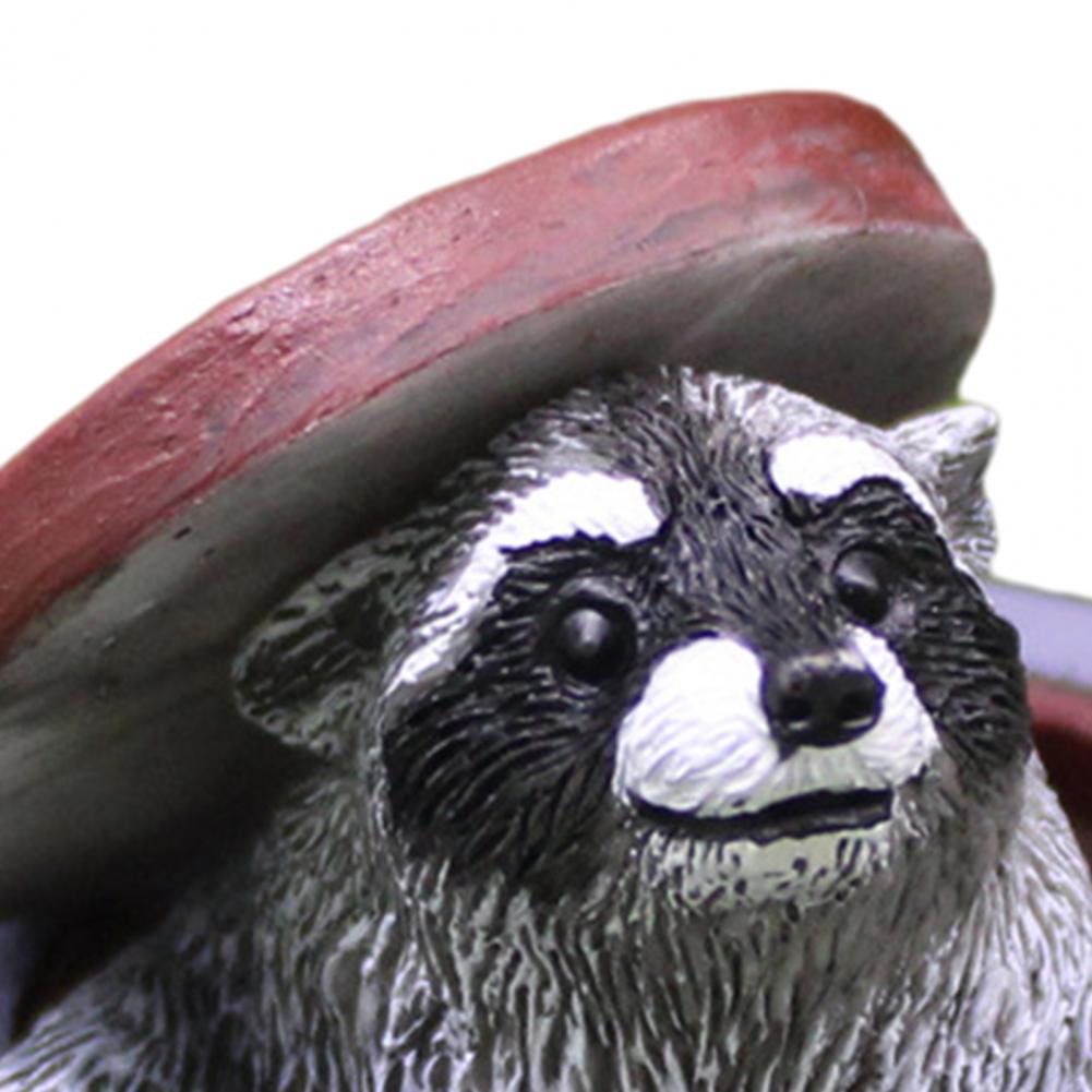 6cm Raccoon Ornament Resin Under Manhole Cover Garden Decor Miniature Resin Imitation Animal Figure Statue Home Yard Decoration