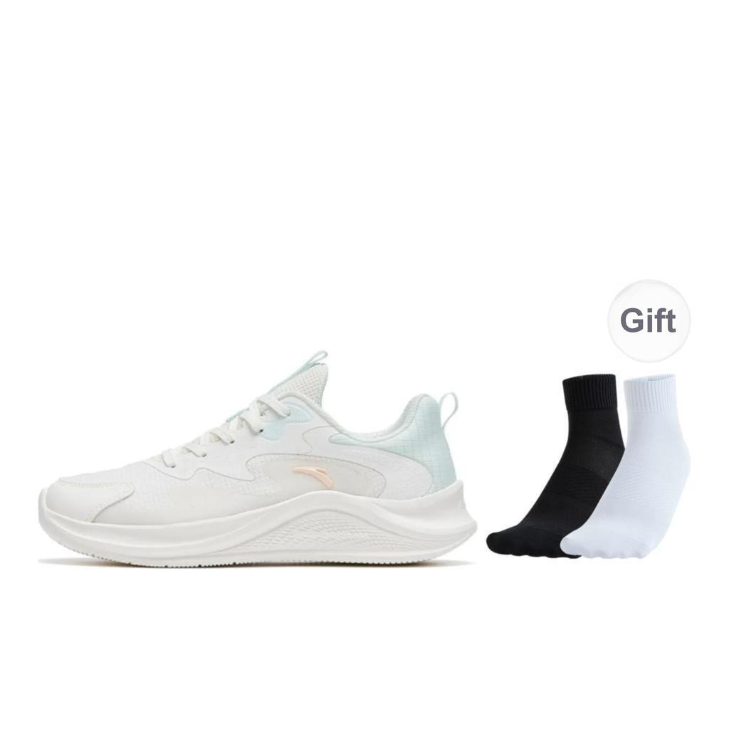 Anta Casual Versatile Shock Absorbing Non-Slip Wear-Resistant Lightweight Rebound Low-Top Running Shoes Women sneaker White Blue 922525558F-1