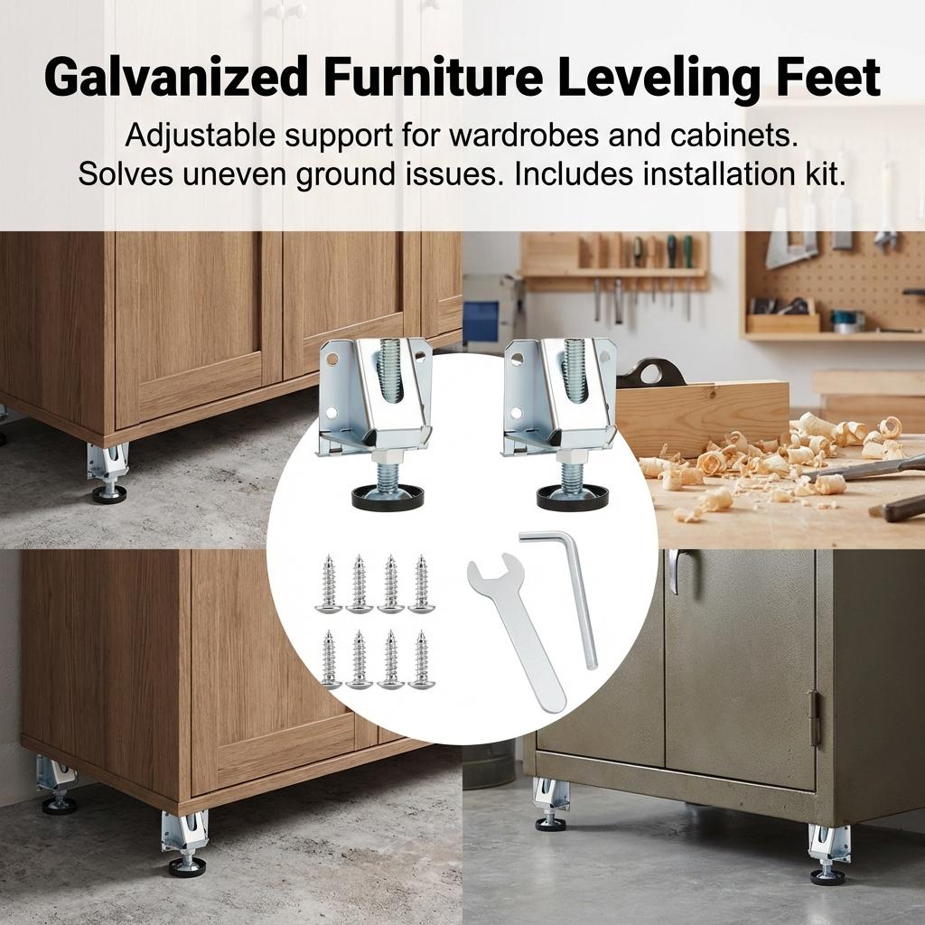 Adjustable Furniture Feet Leveling Pads for Cabinets Desks with Anti Slip Base