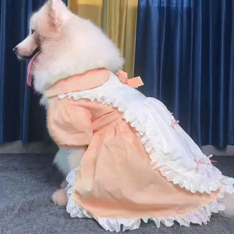 Handgemachtes Lolita-Stil Hundekleid Große Rassen Samojede Golden Retriever Chow Weibliches Dienstmädchen-Outfit