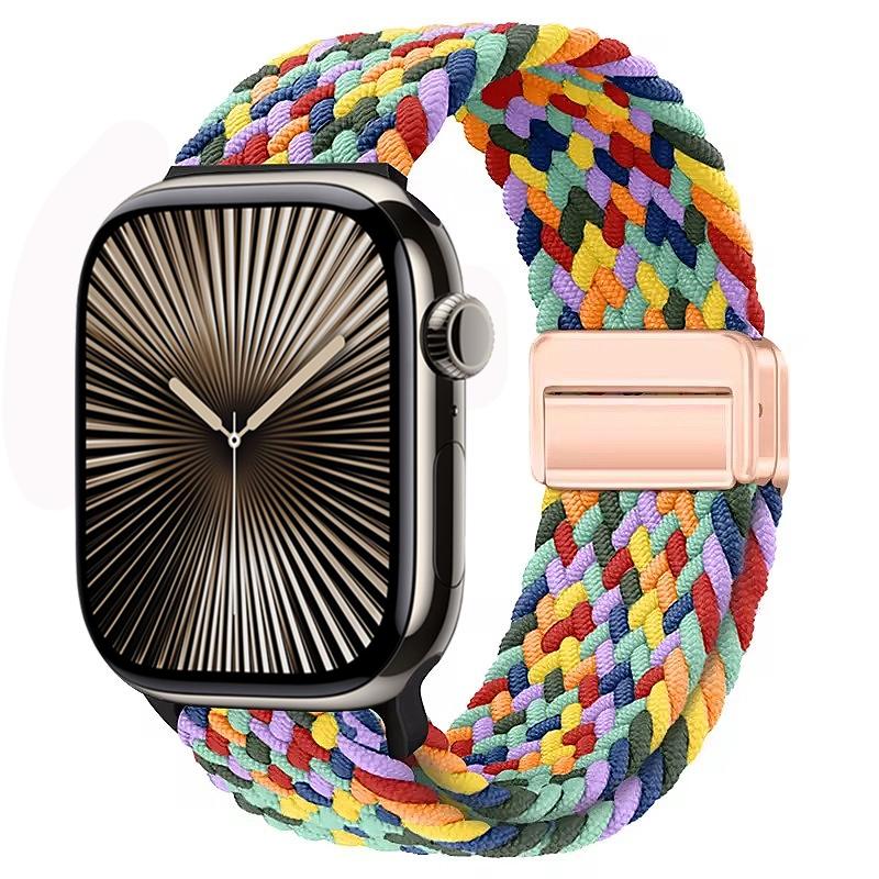 

Nylon Braided Loop Strap for Apple Watch Ultra2 49mm 10 9 8 7 46mm 45mm 41mm Metal Magnetic Bracelet for 6 5 4 SE 44mm 40mm Band S10-42MM 38 40 41MM