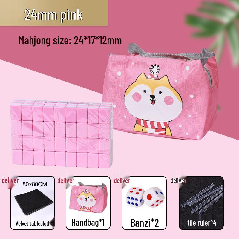 Conjunto de Mahjong Compacto: Azulejos Pardal Sólidos Esculpidos, Tamanhos 24mm e 30mm, Ideais para Uso em Viagens e Dormitórios