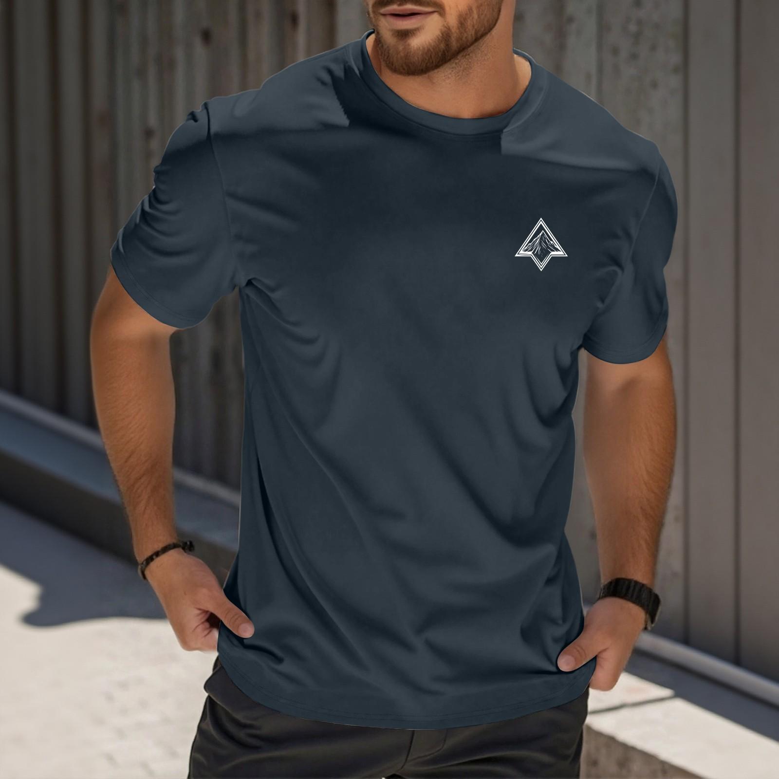 

Мужская модная футболка с принтом, круглым вырезом, прямыми плечами и короткими рукавами XL тёмно-синий