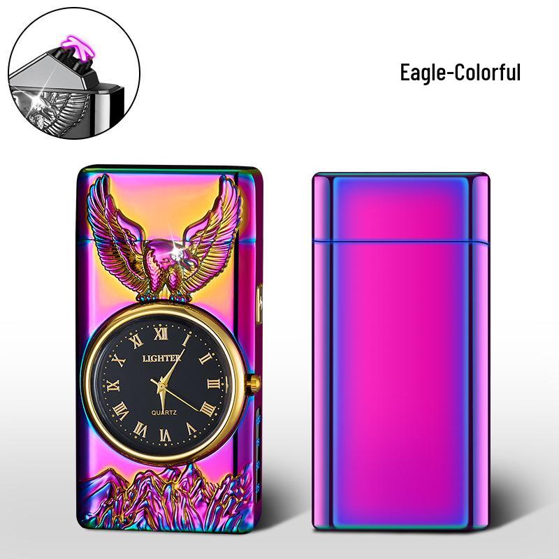 Eagle Design Dual Arc Lighter with Power Display & Lighting Strip - Ideal Gift for Boyfriend