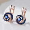 Blue Natural Zircon Bridal Wedding Drop Earrings For Women Fashion  Rose Gold And Black Plating Daily Fine Jewelry