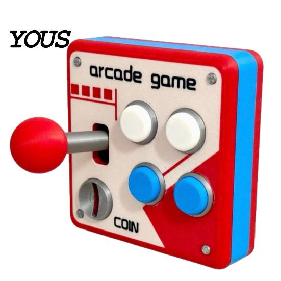 Arcade Game Panel Decor Switch Wall Decoration, Retro Control with Movable 90s Rocker, Mount for E-Sports Room Buttons