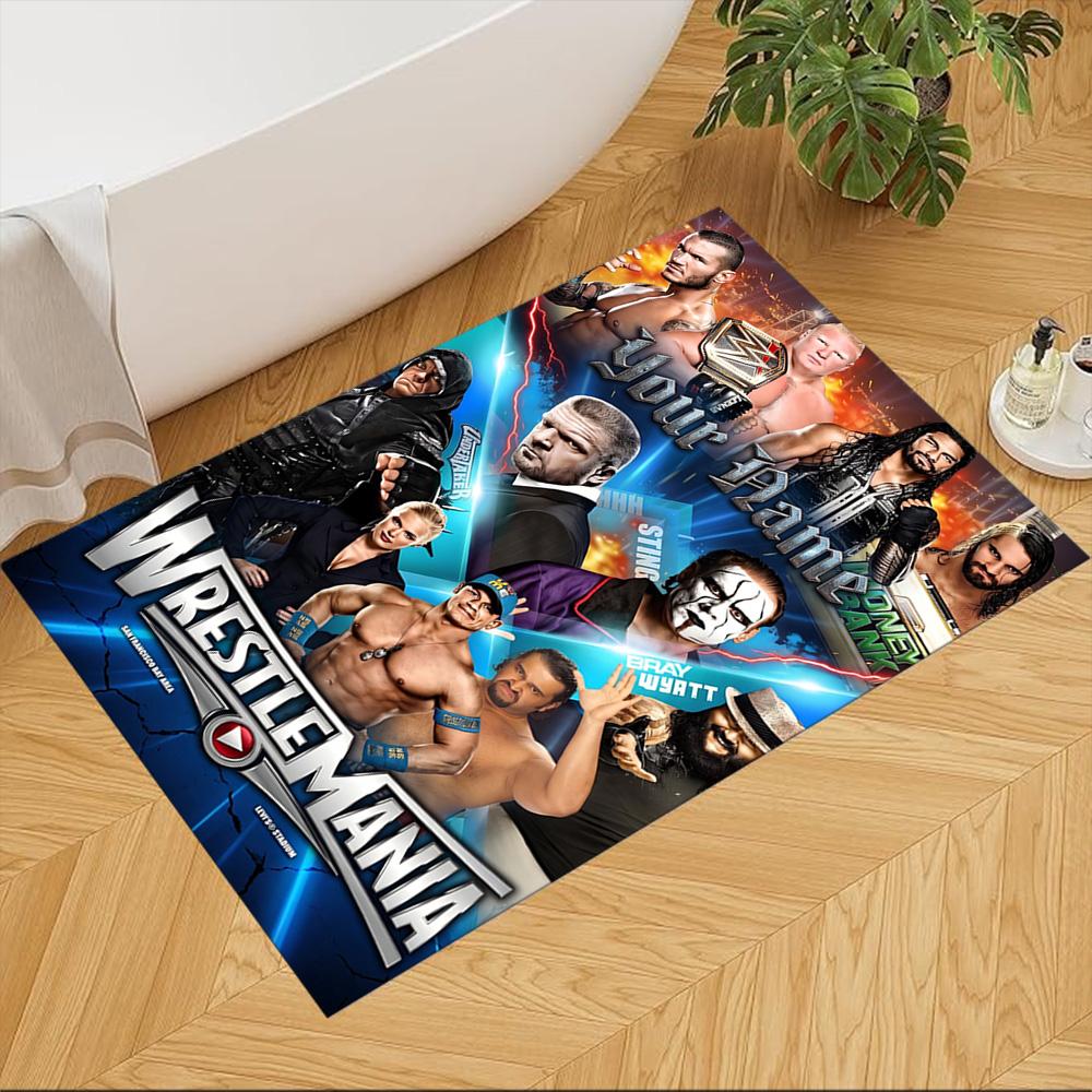 Wrestlemania Personalisierter Teppich mit Textbereich für Küche, Wohnheim, Balkon, Wohnzimmer, Rutschfester Teppich, Bürodekor, Geburtstags-/Weihnachtsgeschenk