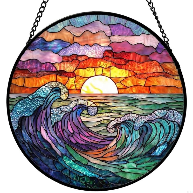 Colorful Glass Hanging Decorative Item Sun Catcher Glass Texture Suitable for Creates Colorful Effects in Various Room B03E