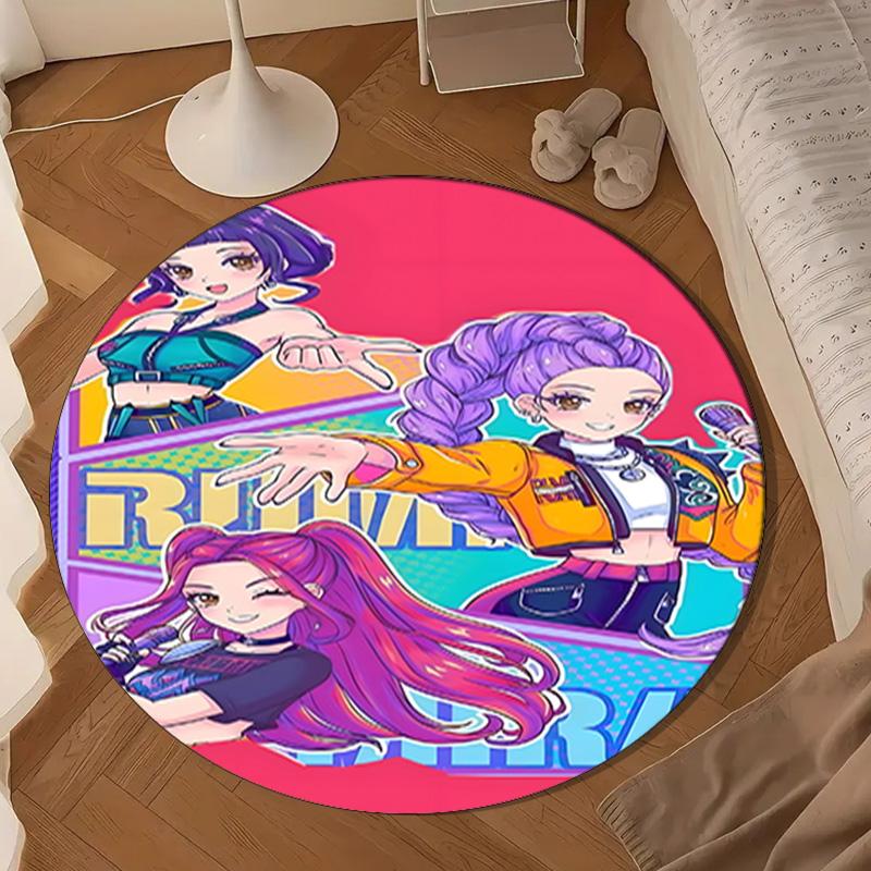 Kpop cartoon Round Rug for Livingroom,Bedroom, Palyroom, Chair Rug, Area rug, Circle Carpet, Large Size Fan Christmas gift