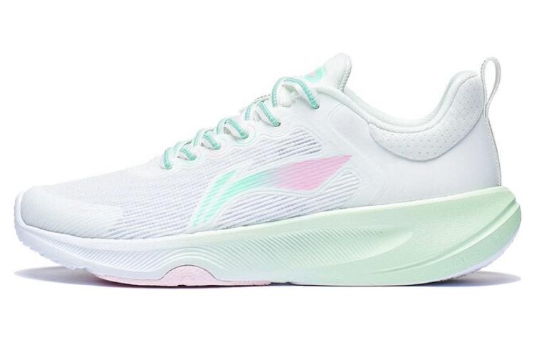 Li Ning Lanying Light Comfortable Textile, TPU Low top Running Shoes Women's White Cyan Pink AFVT012-3