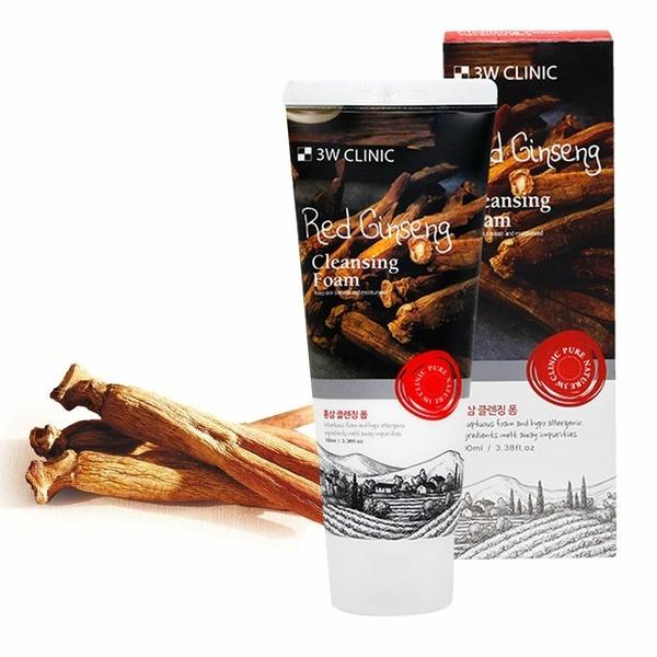 3W Clinic Red Ginseng Cleansing Foam 100ml Pure Natural Foam Cleanser (WC8A705)