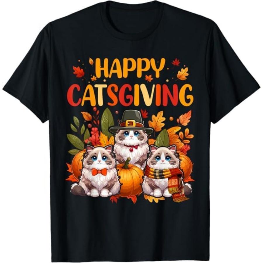 

Happy Thanksgiving Cat Three Cute Ragdoll Cats Owner T-Shirt Khan Mens Womens Tank Top Sweatshirt Hoodie 685 Black XXXXXL різнокольоровий