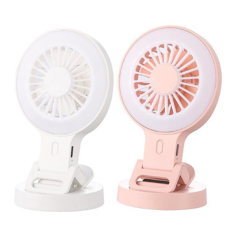 Portable USB Charging Desk Fan With Phone Holder And Three Speed Setting Suitable For Camping Photography Mobile Devices