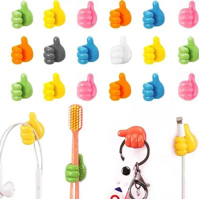 10 Stück Silikon-Daumen-Wandhaken, selbstklebende Daumen-Kabel-Organizer-Clips, Schlüsselhaken, multifunktionale Wandaufhänger, Aufbewahrungshaken